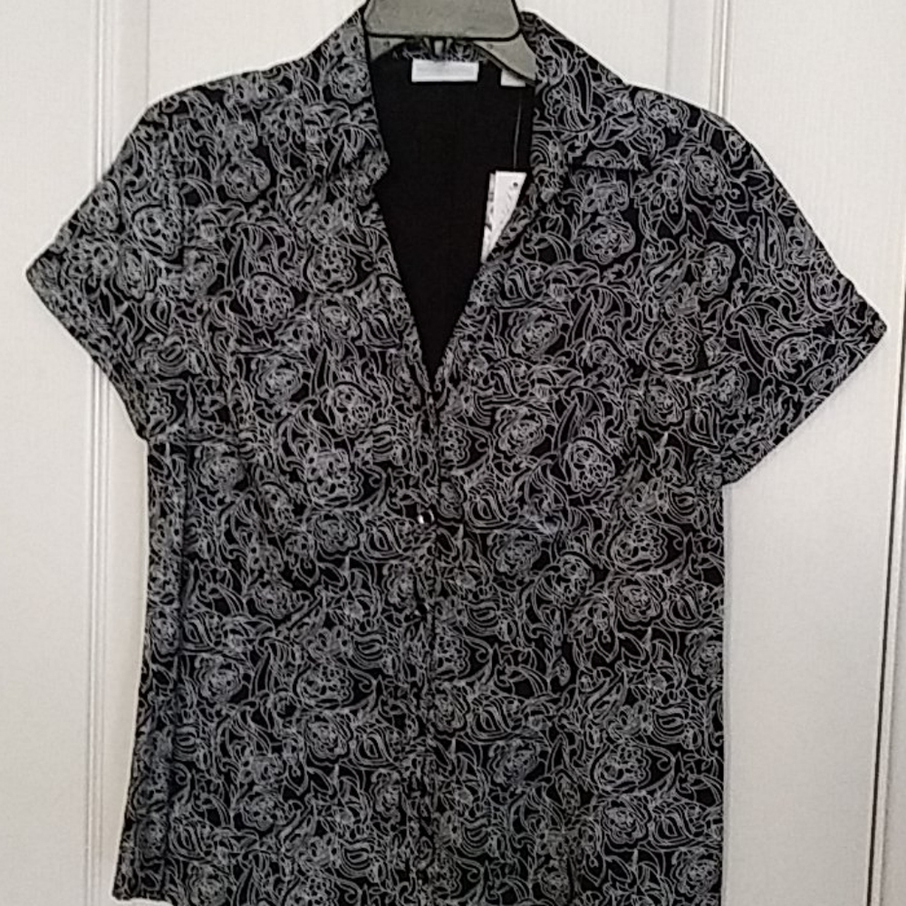 New York & Company Black Printed Shirt